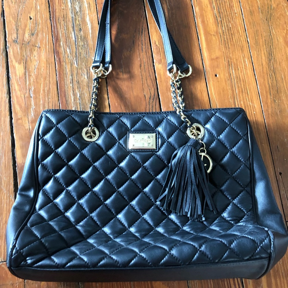 Black leather Calvin Klein handbag